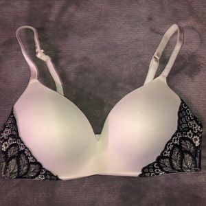 white and black lace bralette